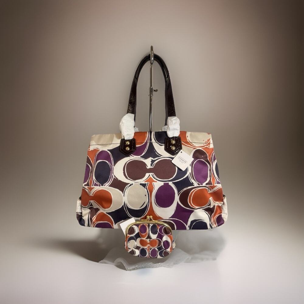 NWT Rare Coach F20113 Scarf Print Satchel & F62058 Coin Purse Set - Picture 14 of 14